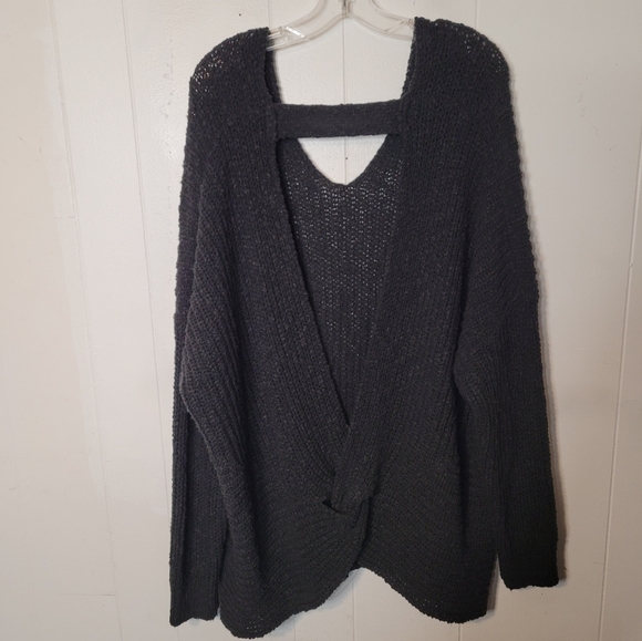 Rachel Hollis Ltd. Sweater Black V Neck Twist Back 2X Pullover Long Sleeve - Picture 1 of 11
